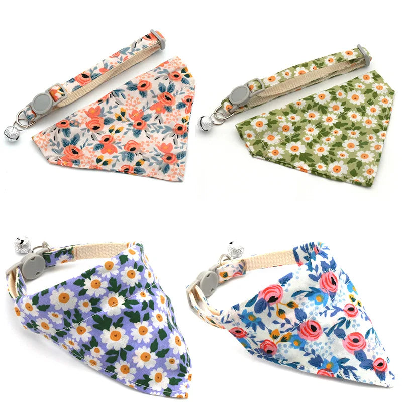 Bandana/collier  a motif floral pour chat