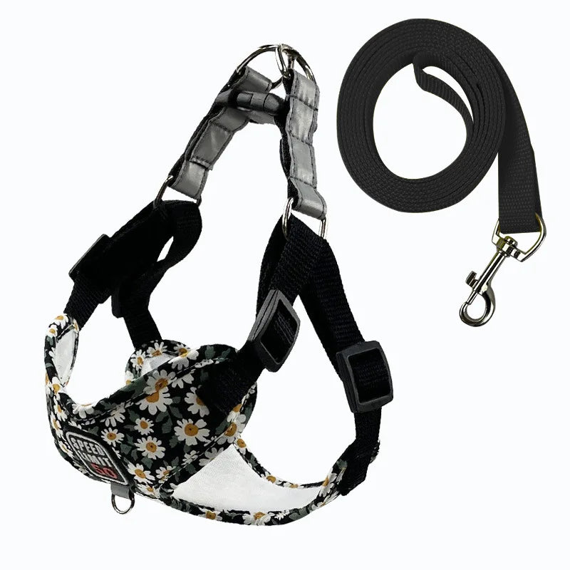 Harnais pour chat a motif floral