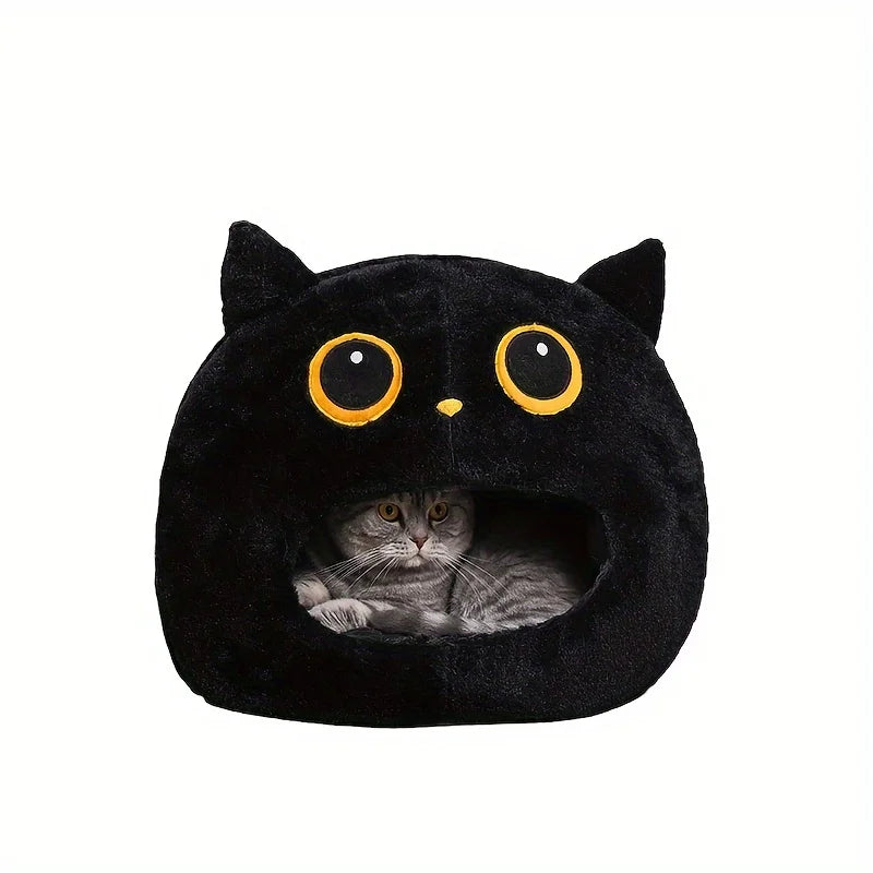 Petite niche noir pour chat en forme de monstre mignon