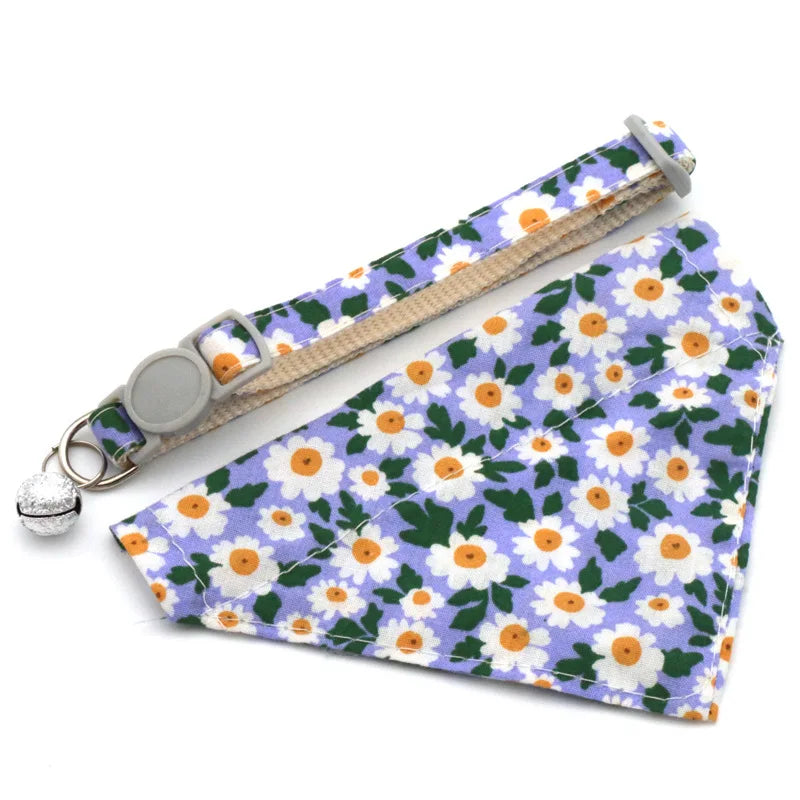 Bandana/collier  a motif floral pour chat