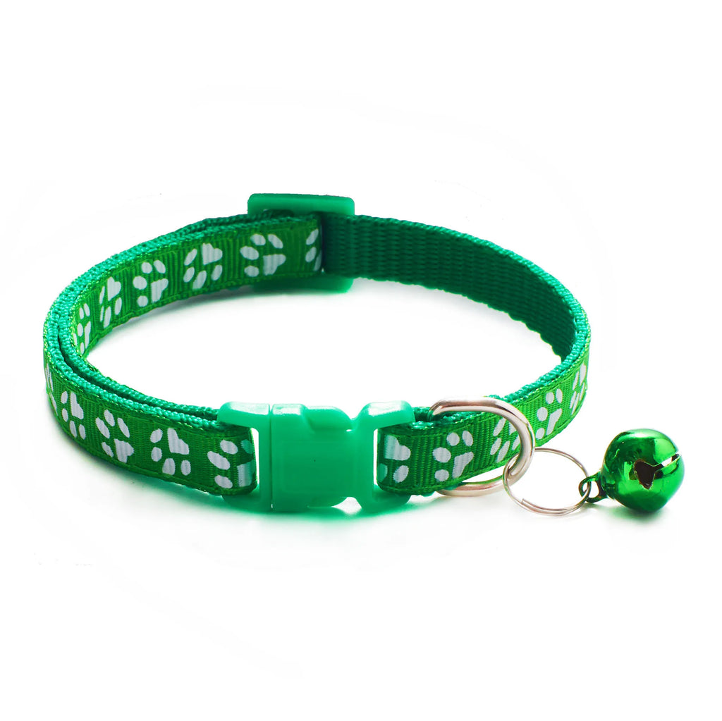 Collier avec design pattes de chat et petite clochette pour chat