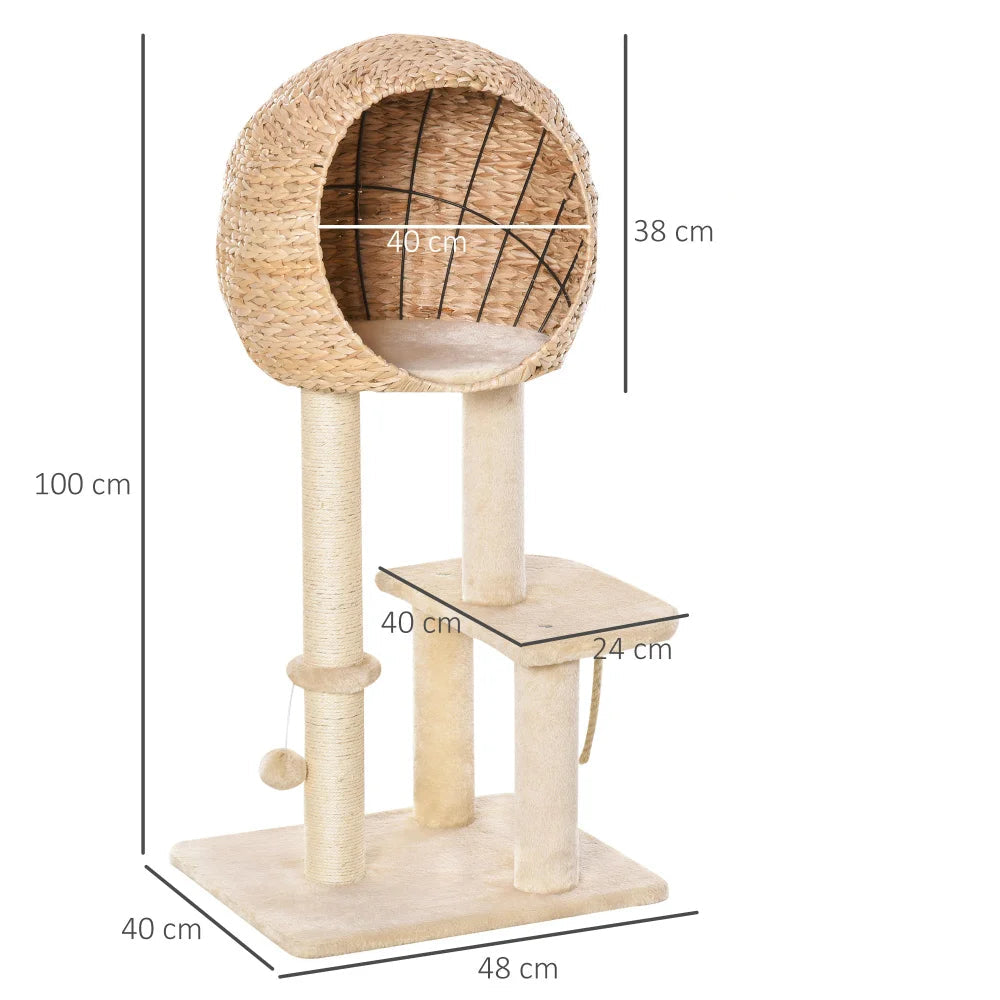 Griffoir/arbre a chat avec petite niche pour se réfugier