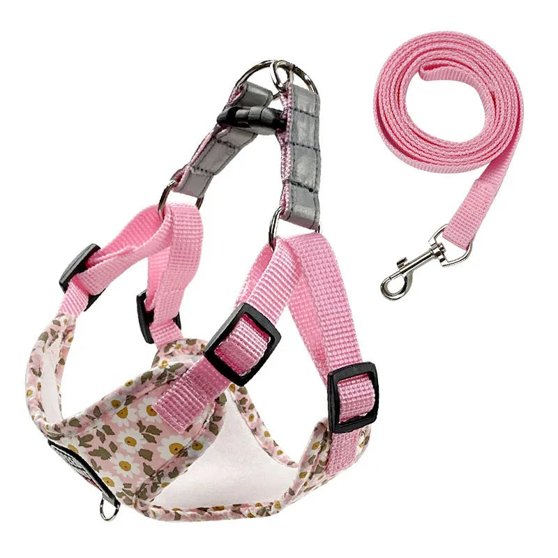 Harnais pour chat a motif floral