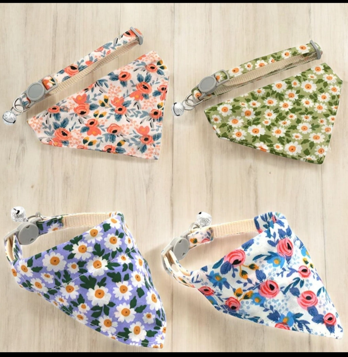 Bandana/collier  a motif floral pour chat