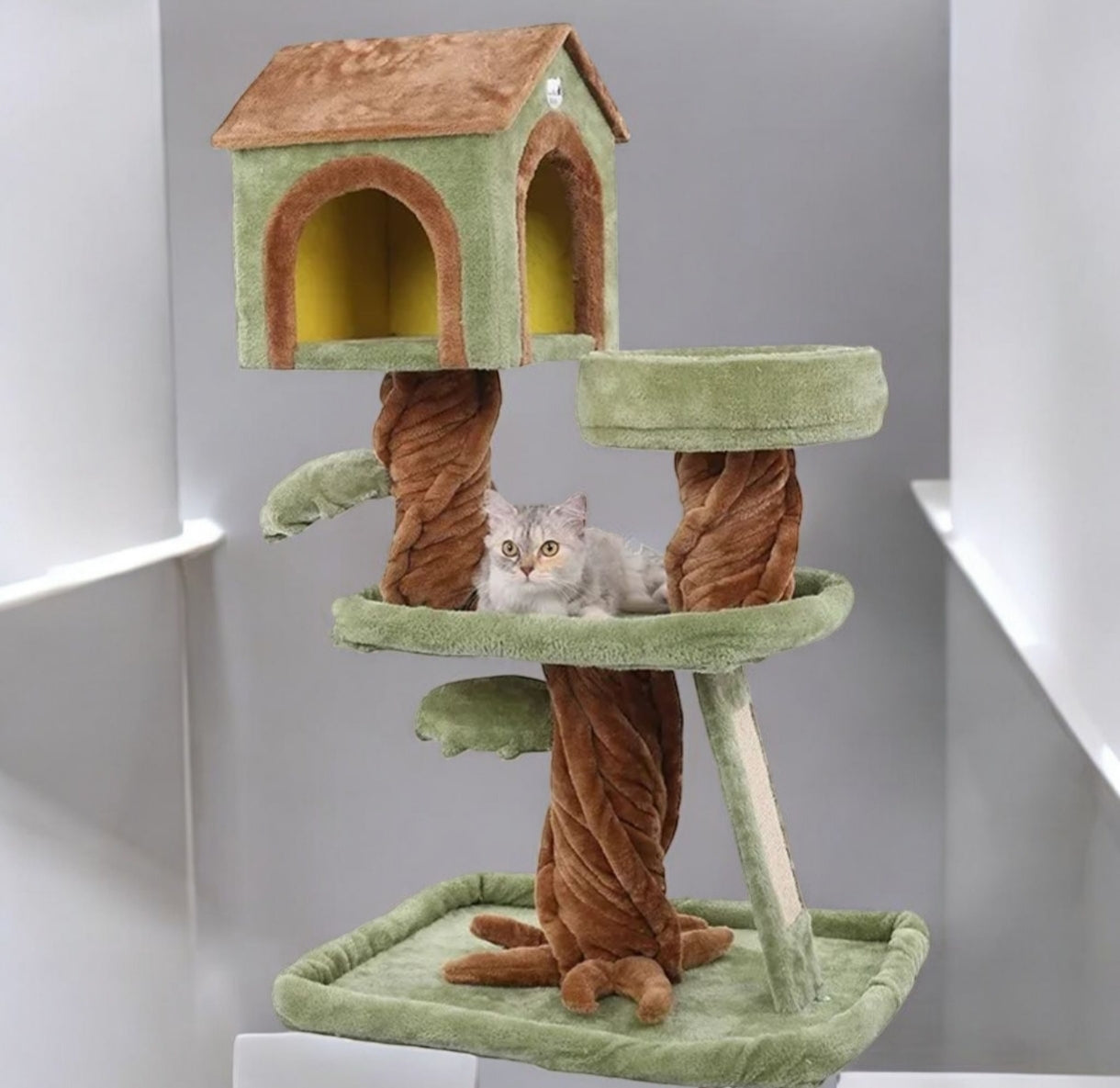 Arbre a chat haut  design maison sur branche (104cm)
